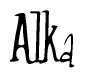 The image contains the word 'Alka' written in a cursive, stylized font.