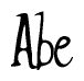 The image is of the word Abe stylized in a cursive script.