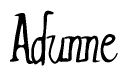 The image contains the word 'Adunne' written in a cursive, stylized font.