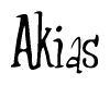 The image contains the word 'Akias' written in a cursive, stylized font.