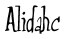 The image contains the word 'Alidahc' written in a cursive, stylized font.