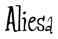 The image is of the word Aliesa stylized in a cursive script.