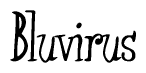 The image contains the word 'Bluvirus' written in a cursive, stylized font.