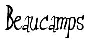 The image is a stylized text or script that reads 'Beaucamps' in a cursive or calligraphic font.