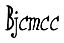 The image is a stylized text or script that reads 'Bjcmcc' in a cursive or calligraphic font.