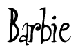 The image contains the word 'Barbie' written in a cursive, stylized font.