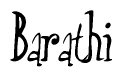 The image contains the word 'Barathi' written in a cursive, stylized font.
