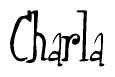 The image is a stylized text or script that reads 'Charla' in a cursive or calligraphic font.