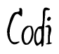 The image contains the word 'Codi' written in a cursive, stylized font.