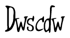 The image is a stylized text or script that reads 'Dwscdw' in a cursive or calligraphic font.