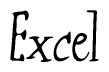 The image is of the word Excel stylized in a cursive script.