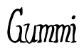 The image contains the word 'Gummi' written in a cursive, stylized font.