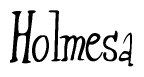 The image is of the word Holmesa stylized in a cursive script.