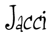 The image is of the word Jacci stylized in a cursive script.