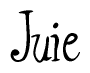 The image contains the word 'Juie' written in a cursive, stylized font.