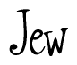 The image is of the word Jew stylized in a cursive script.