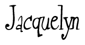 The image is a stylized text or script that reads 'Jacquelyn' in a cursive or calligraphic font.