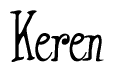 The image contains the word 'Keren' written in a cursive, stylized font.