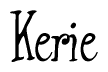 The image contains the word 'Kerie' written in a cursive, stylized font.