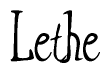 The image contains the word 'Lethe' written in a cursive, stylized font.