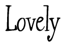The image is a stylized text or script that reads 'Lovely' in a cursive or calligraphic font.