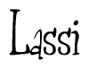 The image is of the word Lassi stylized in a cursive script.