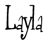 The image is of the word Layla stylized in a cursive script.
