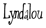 The image is of the word Lyndalou stylized in a cursive script.