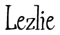 The image is a stylized text or script that reads 'Lezlie' in a cursive or calligraphic font.