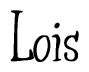 The image is of the word Lois stylized in a cursive script.