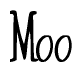 The image contains the word 'Moo' written in a cursive, stylized font.