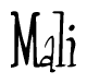 The image is a stylized text or script that reads 'Mali' in a cursive or calligraphic font.