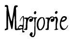 The image is a stylized text or script that reads 'Marjorie' in a cursive or calligraphic font.