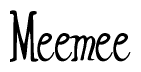 The image contains the word 'Meemee' written in a cursive, stylized font.
