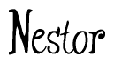 The image is of the word Nestor stylized in a cursive script.