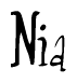 The image contains the word 'Nia' written in a cursive, stylized font.