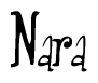 The image is of the word Nara stylized in a cursive script.