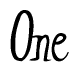 The image is of the word One stylized in a cursive script.
