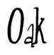 The image is a stylized text or script that reads 'Oak' in a cursive or calligraphic font.