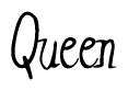 The image is a stylized text or script that reads 'Queen' in a cursive or calligraphic font.