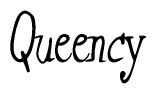The image contains the word 'Queency' written in a cursive, stylized font.
