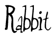 The image is a stylized text or script that reads 'Rabbit' in a cursive or calligraphic font.