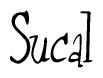 The image contains the word 'Sucal' written in a cursive, stylized font.