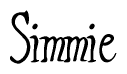 The image is a stylized text or script that reads 'Simmie' in a cursive or calligraphic font.