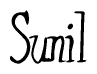 The image contains the word 'Sunil' written in a cursive, stylized font.