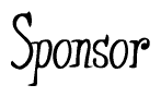 The image is a stylized text or script that reads 'Sponsor' in a cursive or calligraphic font.