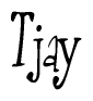 The image is a stylized text or script that reads 'Tjay' in a cursive or calligraphic font.