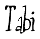 The image is of the word Tabi stylized in a cursive script.