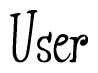 The image contains the word 'User' written in a cursive, stylized font.