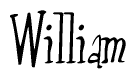 The image is of the word William stylized in a cursive script.